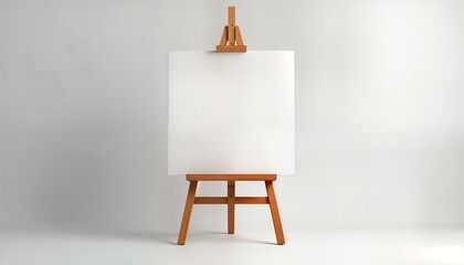 Blank canvas on easel against white background. Mockup perfect for art content, workshops. Empty space ready for art creation. Studio shot ideal for design inspiration. Versatile image for