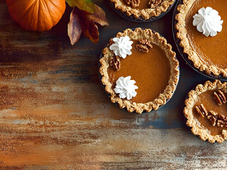 Thanksgiving pie on a textured background