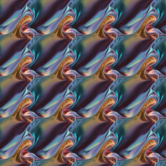 Obraz premium Iridescent swirl lines abstract colorful Repeating seamless pattern blue purple hues background