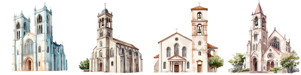 Obraz premium Magnificent Gothic Cathedrals and Churches with Bell Towers Spires and Ornate Facades in Old European City Skylines and Cityscapes