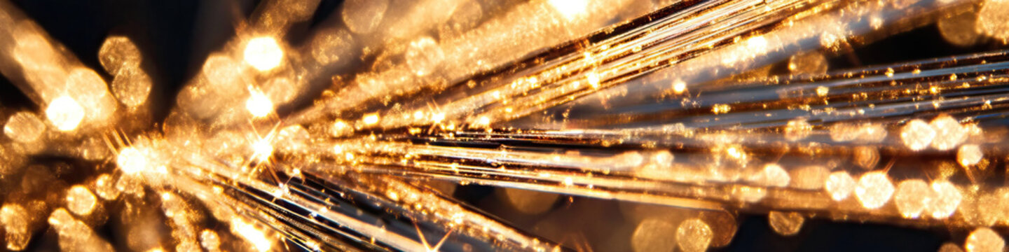 Converging Gold Strands with Bokeh Lighting
