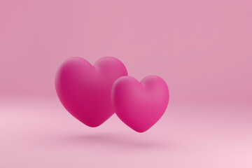 Two Red Hearts on Pink Background Symbolizing Love and Connection
