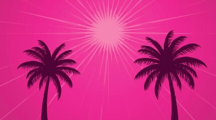 Fototapeta premium Tropical Silhouette on a Radiant Pink Background