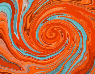 Fototapeta premium Abstract Swirling Orange Teal Paint Vortex Design
