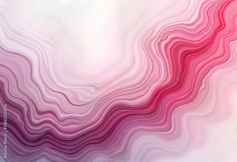 Aufkleber Abstract pink, white design. Flowing curves, wavy lines create dynamic pattern resembling liquid acrylic paint marble texture. Soft pastel tones provide smooth look. Illustration evokes sense of
