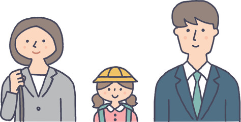 スーツを着た男女と子供