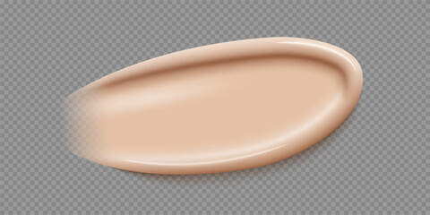 Makeup foundation swatch. Smear of liquid concealer. Beige textured cream. Face cosmetic product. Beauty industry. Realistic vector Illustration.