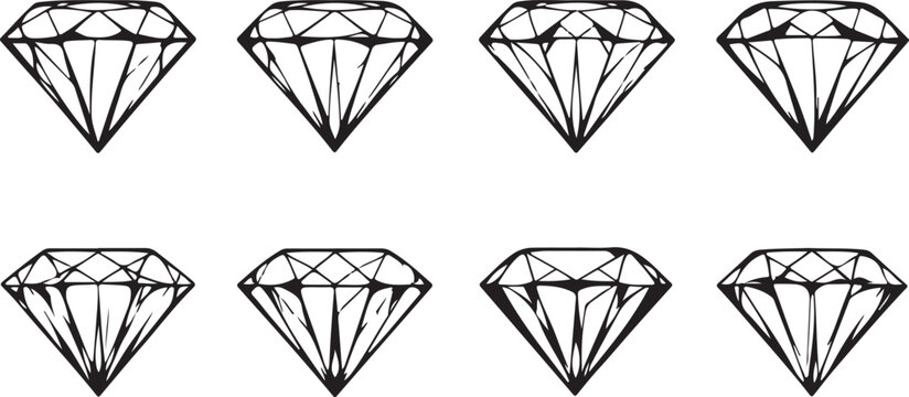 set of diamond icon collection vector design illustration isolated background

