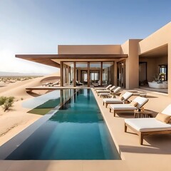 Fototapeta premium Desert Oasis Modern Architecture Poolside Luxury
