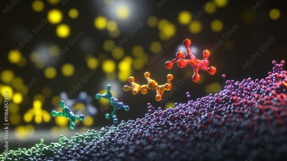 Leinwandbilder immune response visualized with antibodies actively engaging and attacking a virus in a dynamic mole