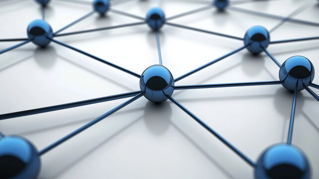 Blue lines and nodes connected like digital network abstract background - Powered by Adobe