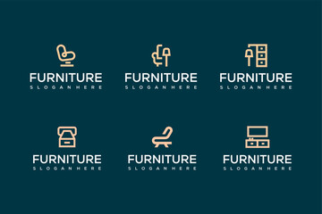 Set of minimalist furniture luxury logo design inspiration