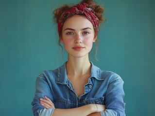 Fototapeta premium Empowered Woman in Vintage Style Celebrating Woman's History Month 12