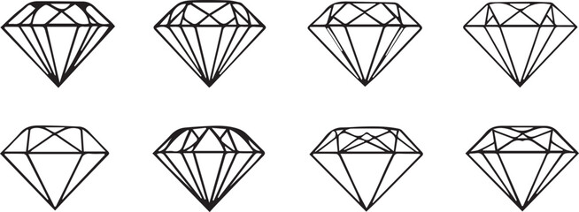 set of diamond icon collection vector design illustration isolated background
