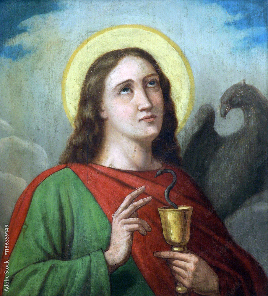 Wall mural Saint John the Evangelist, altar of Saint Valentine in the parish church of Saint John of Nepomuk in Stupnik, Croatia