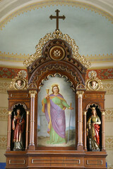 Altar of Saint Barbara in the parish church of the Assumption of the Virgin Mary in Resnik, Croatia