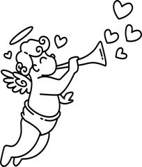 Hand drawn cupid cartoon doodle illustration