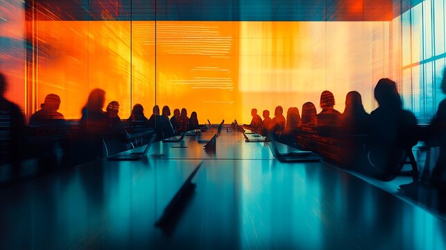 Strategic meeting discussion corporate office business imagery modern space