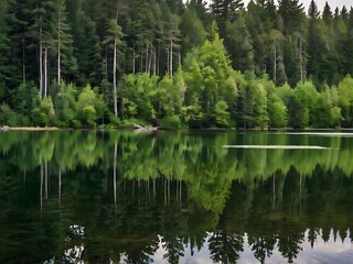 Fototapeta premium A beautiful landscape view of forest lake view of reservoir