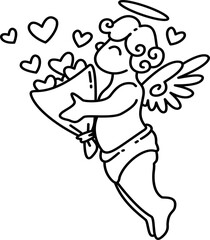 Hand drawn cupid cartoon doodle illustration