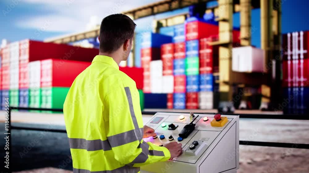 Poster logistic ship port control panel