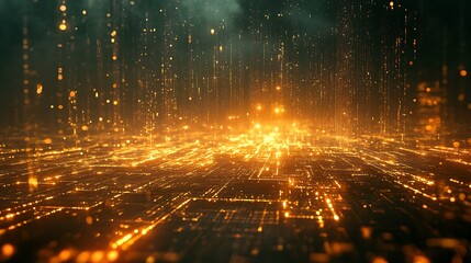 Dynamic digital cityscape aerial 3d animation of future technology