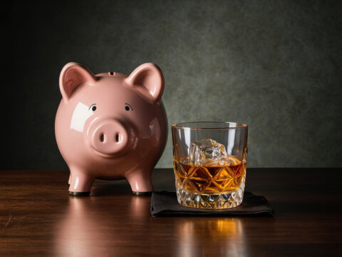 Alcanc&iacute;a con una copa de whisky a un lado
