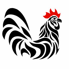 illustration vector graphic of tribal art design tattoo abstract black rooster