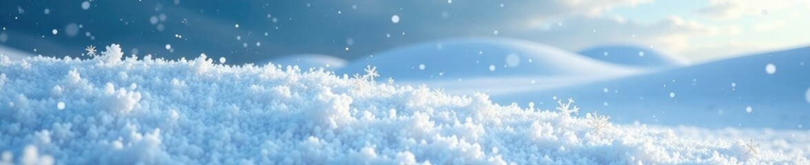 Obraz premium Snowflakes gently settle on a blanket of snow, serenity, frozen dunes
