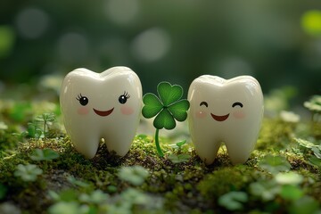 Happy teeth celebrating St Patrick's day. Stock