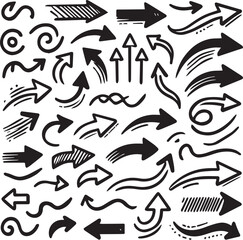 Fototapeta premium Set of Hand drawn vector arrows doodle on white background. design element vector illustration