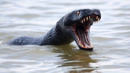 Naklejka premium Predatory swamp creature river wildlife photography natural habitat close-up aquatic ecosystem