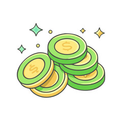 gold and green coins vector icon, patrick’s day vector illustration - simple illustration of gold and green coins perfect for logos, and patrick’s day -themed designs.