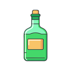 green whiskey bottle vector icon, patrick’s day vector illustration - simple illustration of green whiskey bottle perfect for logos, and patrick’s day -themed designs.
