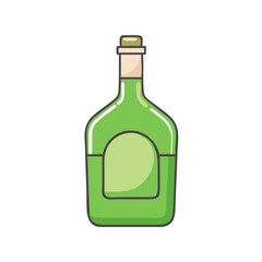 green whiskey bottle vector icon, patrick’s day vector illustration - simple illustration of green whiskey bottle perfect for logos, and patrick’s day -themed designs.