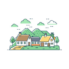 irish village scene vector icon, patrick’s day vector illustration - simple illustration of irish village scene perfect for logos, and patrick’s day -themed designs.