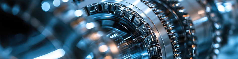 Fototapeta premium Close-up of Precision Engineered Metallic Gear System