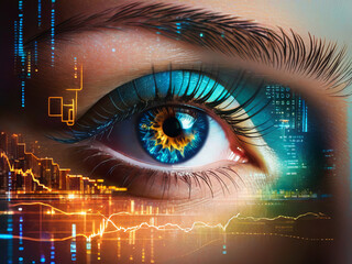 Female Eye With Cyber Tech Glow