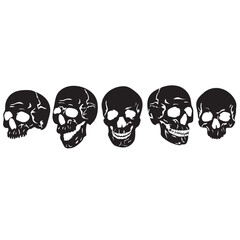 human skull vector silhouette illustration. Gothic Icon, Death Concept, Spooky Design, Flat Vector Illustration