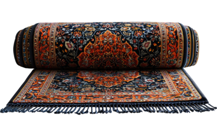 Muslims prayer mat on white background.