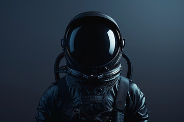 Image of cosmonaut in a protective spacesuit made generative AI technology on dark background