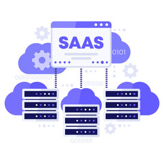 SAAS, hosting and cloud solutions illustration