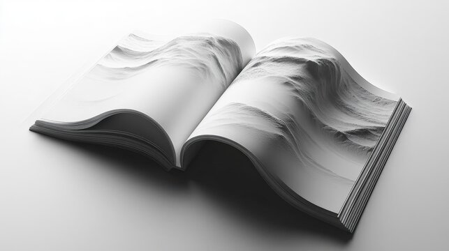 Abstract 3D Book with Textured Mountain Landscape Design