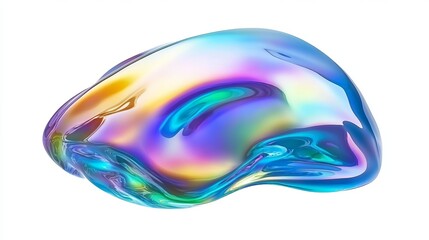 Colorful Holographic Liquid Blob Shape with Melted Appearance and Iridescent Reflection