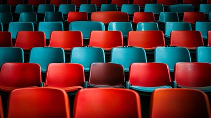 Fototapeta premium Vibrant Stadium Seats Filled with Excited Fans Creating a Thrilling Atmosphere