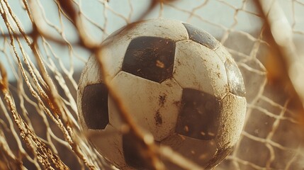 Intense Moment of a Soccer Ball Hitting the Back of the Net During a Competitive Match