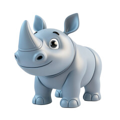 Naklejka premium Cute Cartoon Rhino Icon in 3D Style on transparent background Ideal for Creative Projects