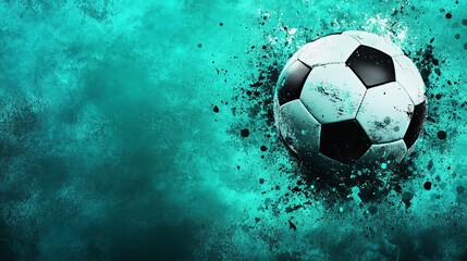 Fototapeta premium Blue and Green Gradient Background with Football Texture and Grunge Artistic Effect