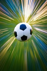 Obraz premium Dynamic Motion of a Soccer Ball in Vibrant Surroundings Capturing Energy and Movement