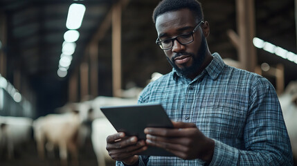 Black IT Worker Holding Tablet in Agricultural Industry Showing Modern Technology Usage